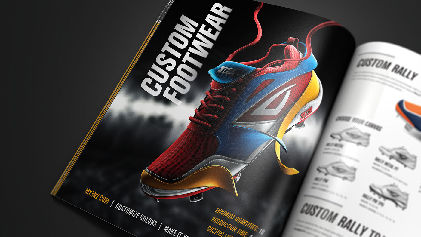 catalog sports baseball footwear 3N2 print spot uv book softball athlete