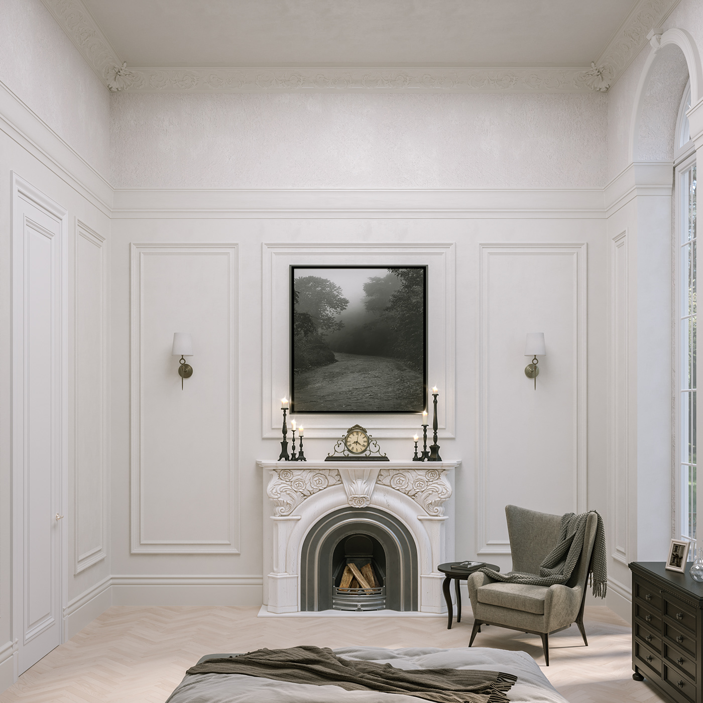bed interior design  visualization 3ds max corona architecture 3D Render archviz bedroom design