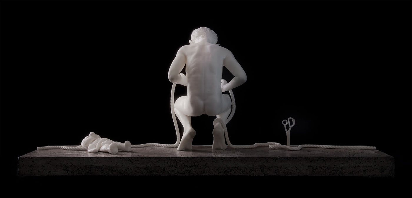 3d printed sculpture adn print impression 3D concrete