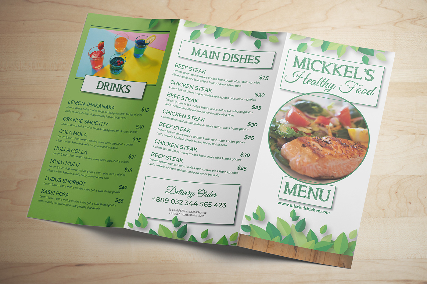 food menu menu restaurant restaurant brochure tri-fold tri-fold brochure creative brochure design a4 clean