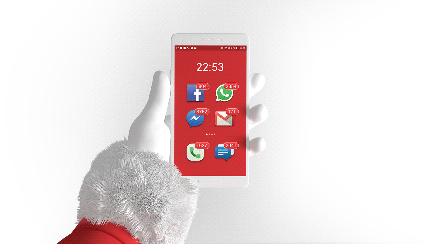 campaign Philips Christmas phone message 3D santa pos smartphone messenger