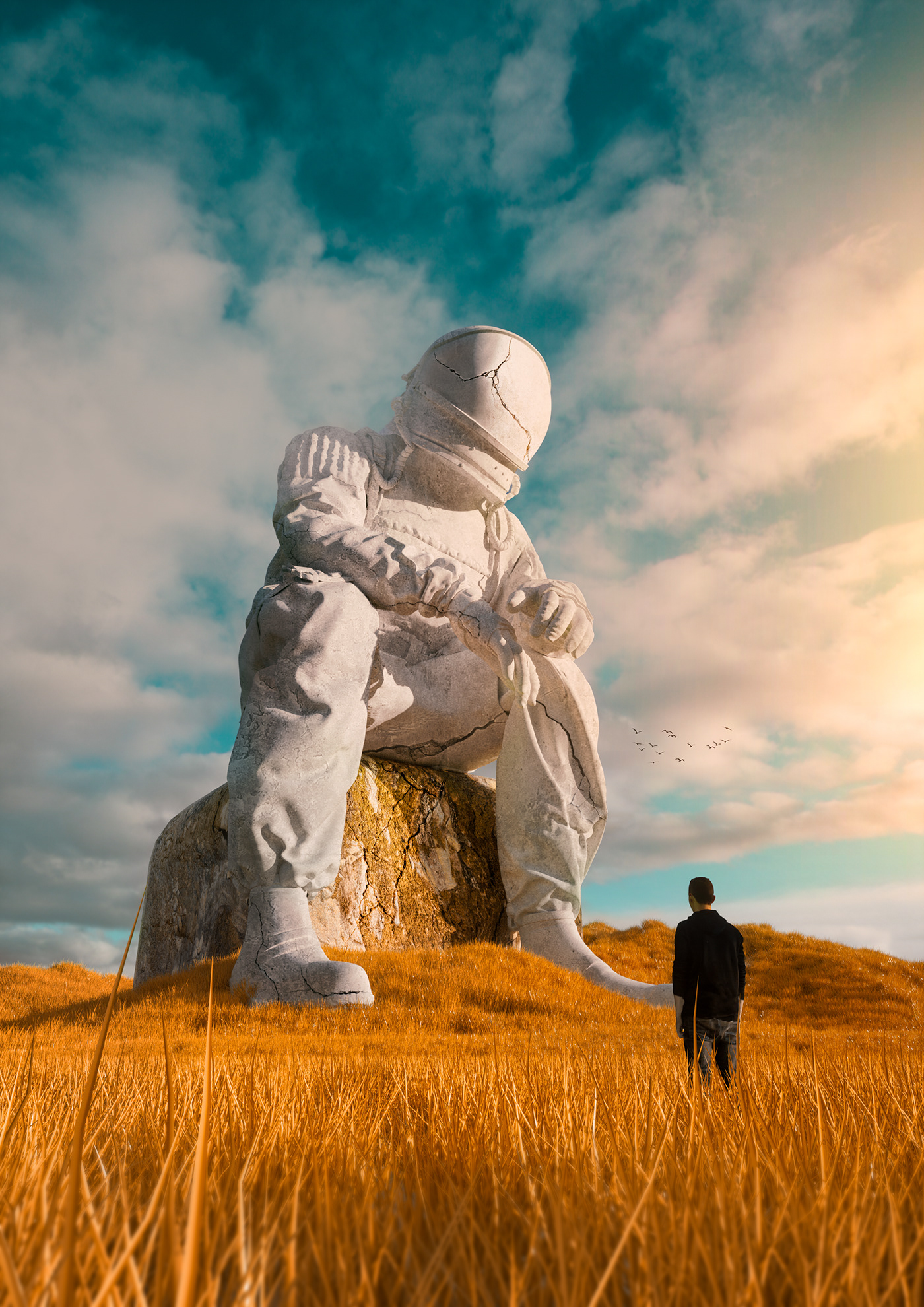 3D art astronaut future ILLUSTRATION  landscapes Nature sci-fi spaceman 3d art