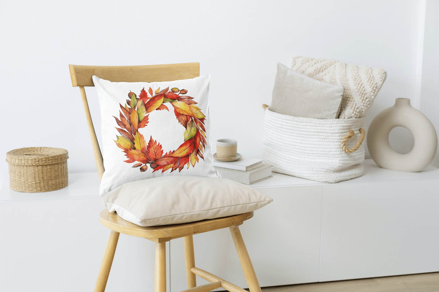 watercolor digital illustration autumn autumn colors wreath