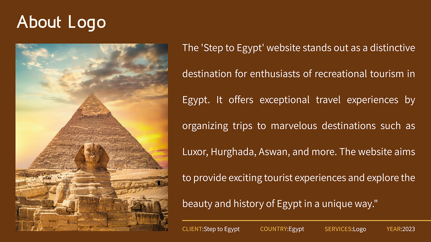 logo guideline egypt Logo Design graphic design  leisure tourism Branding Identity Leisure tourism logo Leisure tourism website Logo for Website