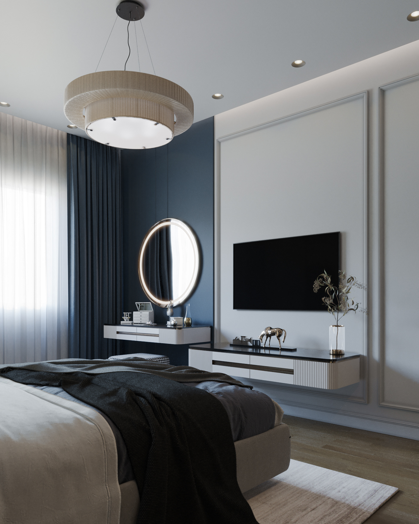 interior design  dsign decor visualization 3d modeling Render navy blue designs designer post