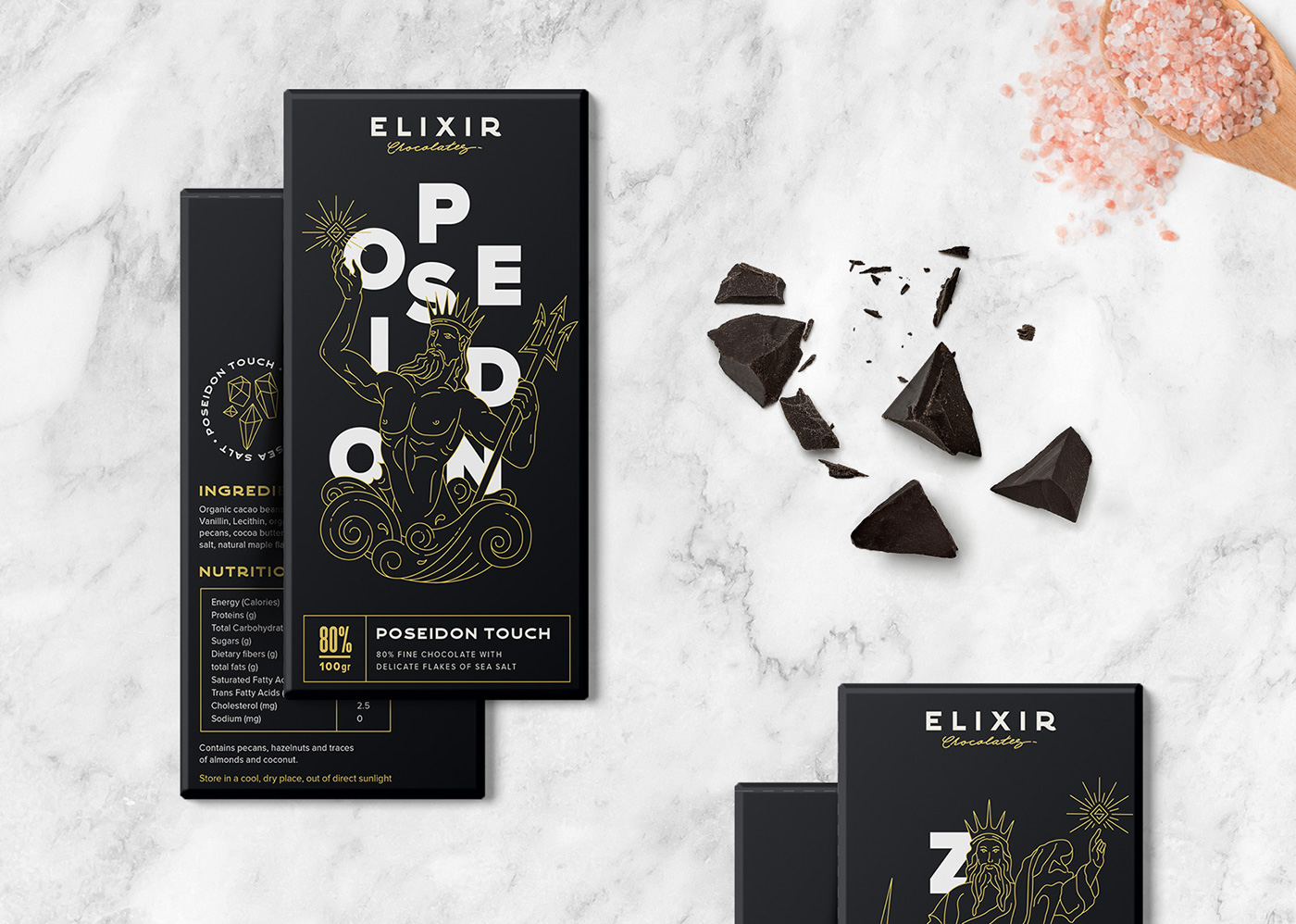 elixir chocolate packages ILLUSTRATION  greek mythology chocolate brand branding  brand book gold package design  brand identity