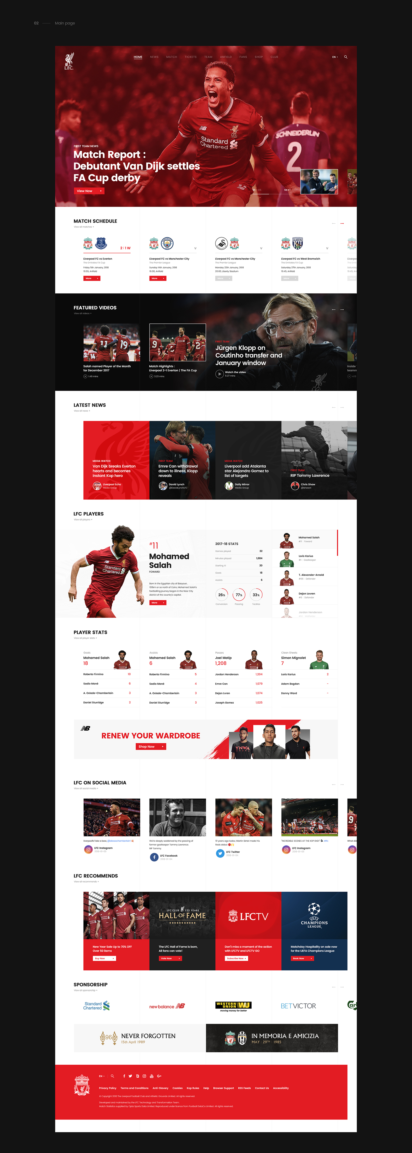 LFC Liverpool Premier League EPL van dijk Web Design  Layout red football soccer