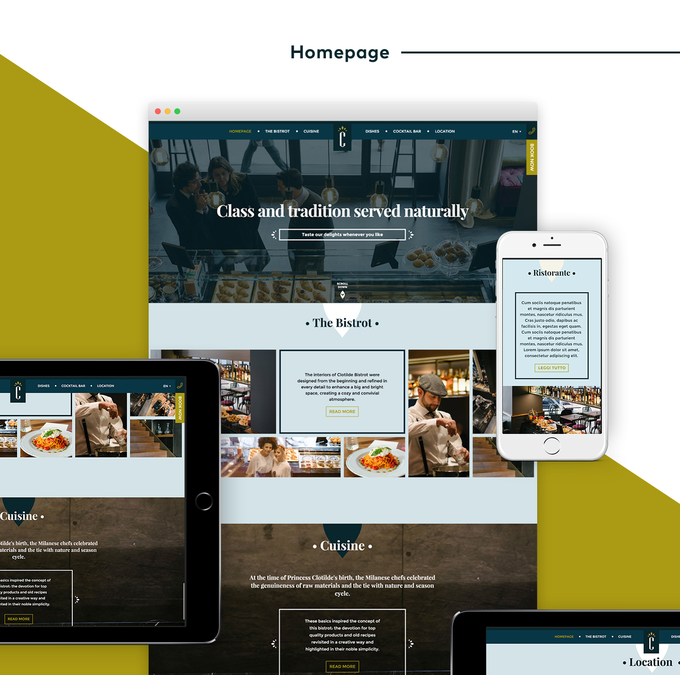 design interaction Italy elegant restaurant cousine cooking Food  italian Website mobile Webdesign