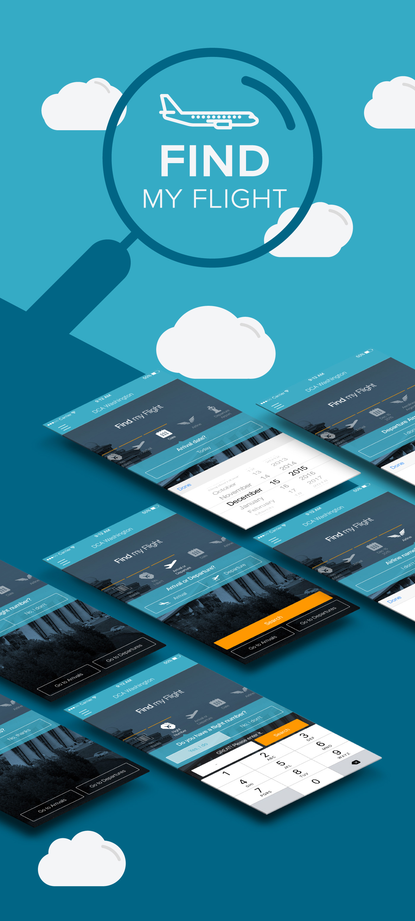 Mobile app airport flight ux UI mobile design Interaction design  product design 