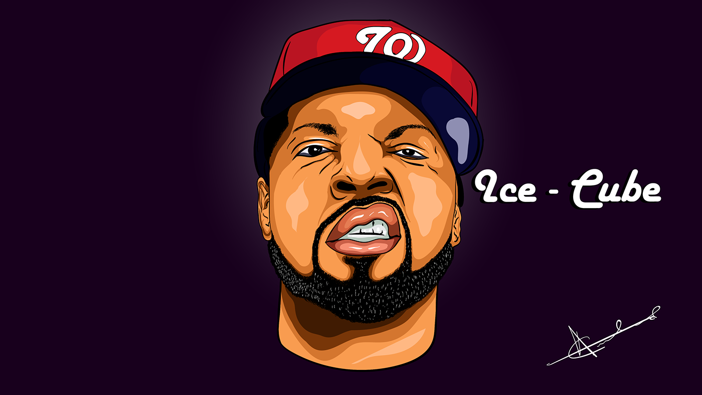 graphic design  illustrations art work painting   lineart cartoon Ice - Cube
