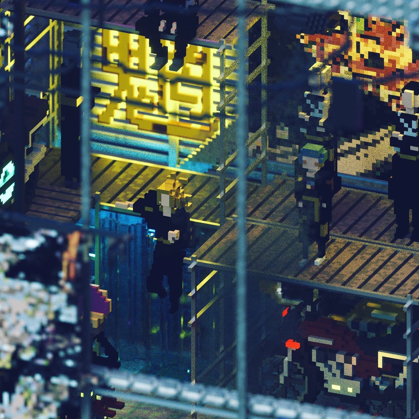Magicavoxel voxelart voxel Isometric gameart Cyberpunk Dystopia Diorama pixelart voxelartist