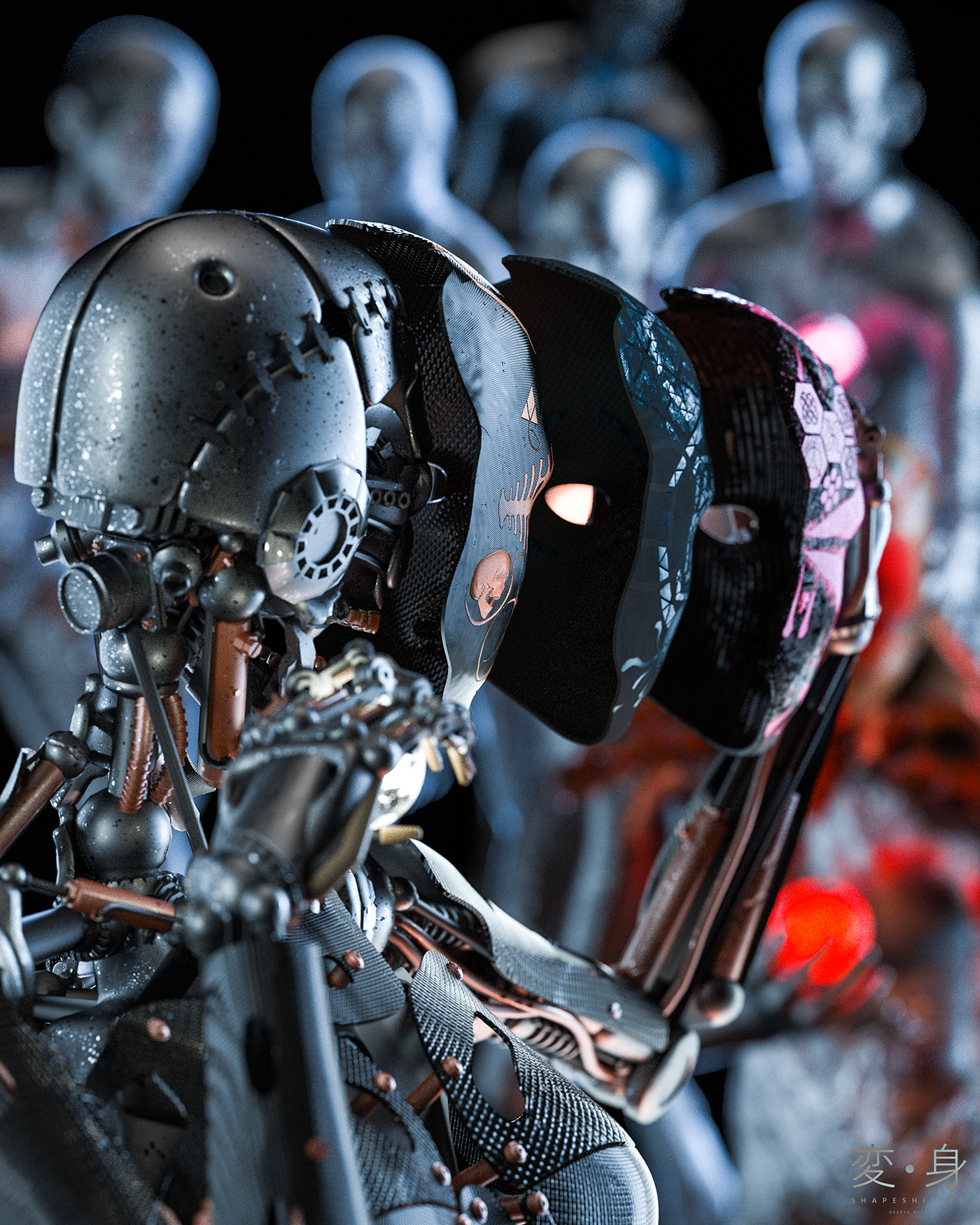 c4d octane 3dart surreal Scifi robot Skeeva Shapeshifter Cyberpunk sci-fi