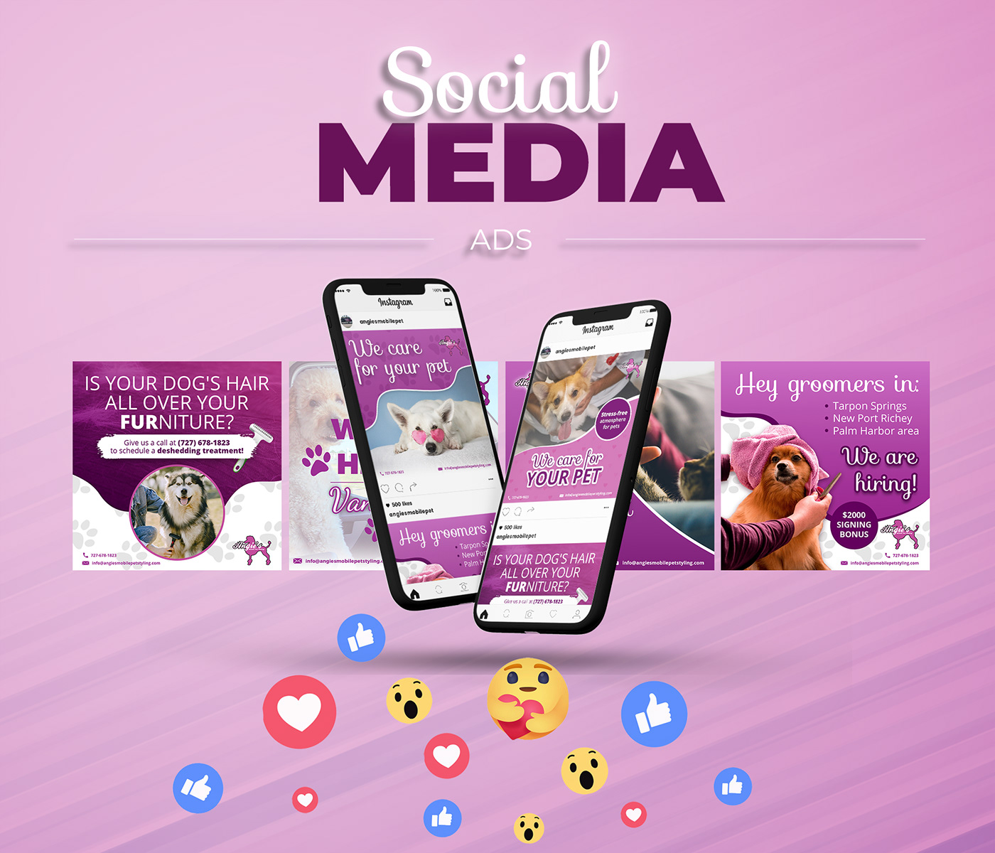 ads ads design Advertising  groomer Instagram Ads marketing   post Social Media ads Social media post Socialmedia