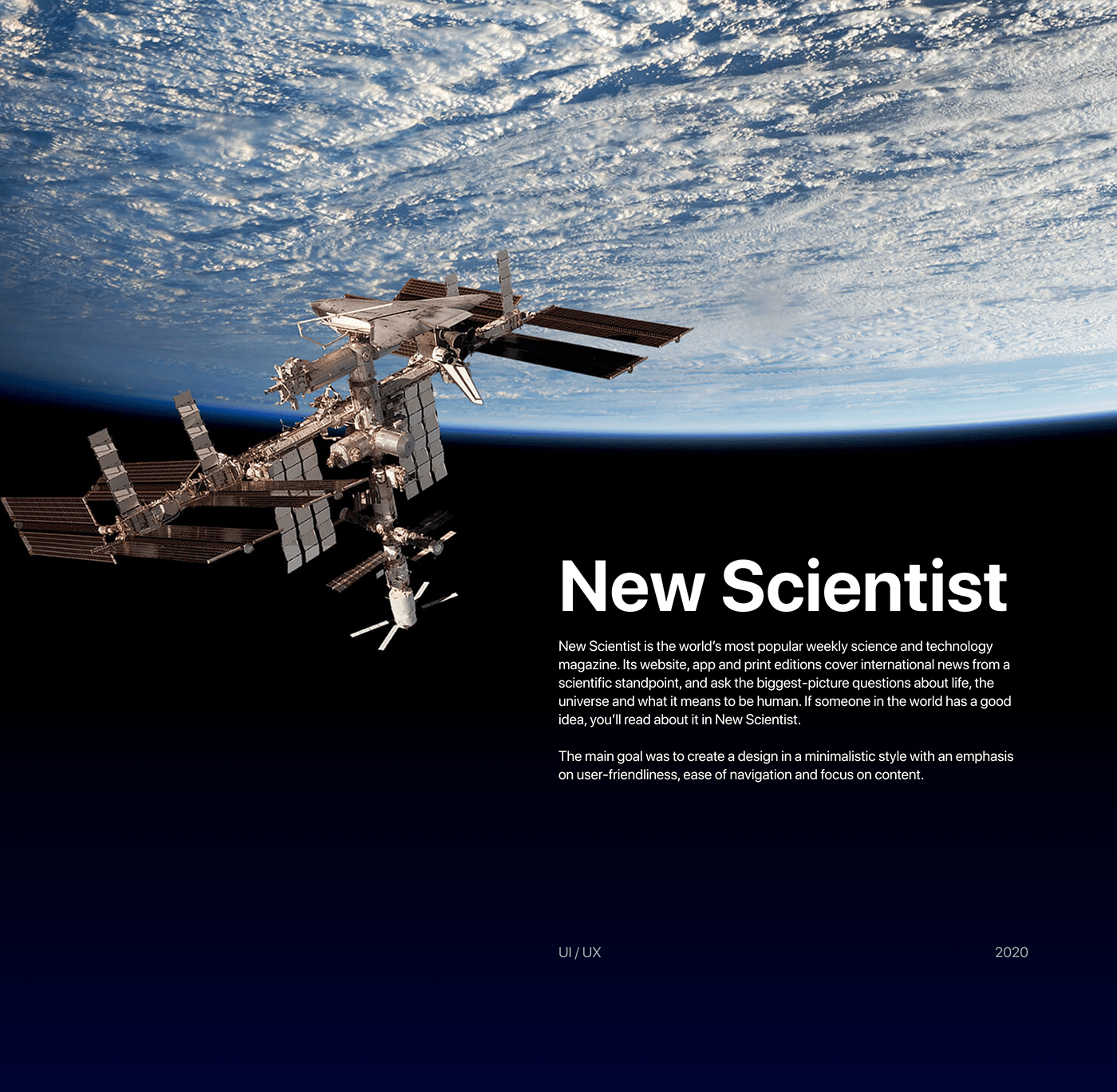 design magazine Minimalism news redesign science Space  UI ux