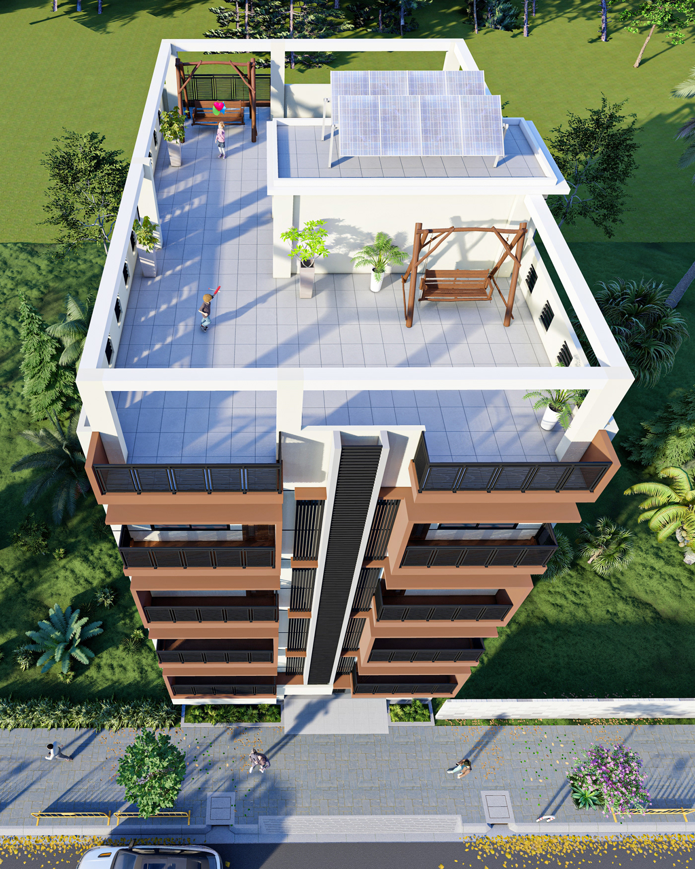 3D 5 storied building apartment building architectural architecture home plan HOUSE DESIGN Render view visualization