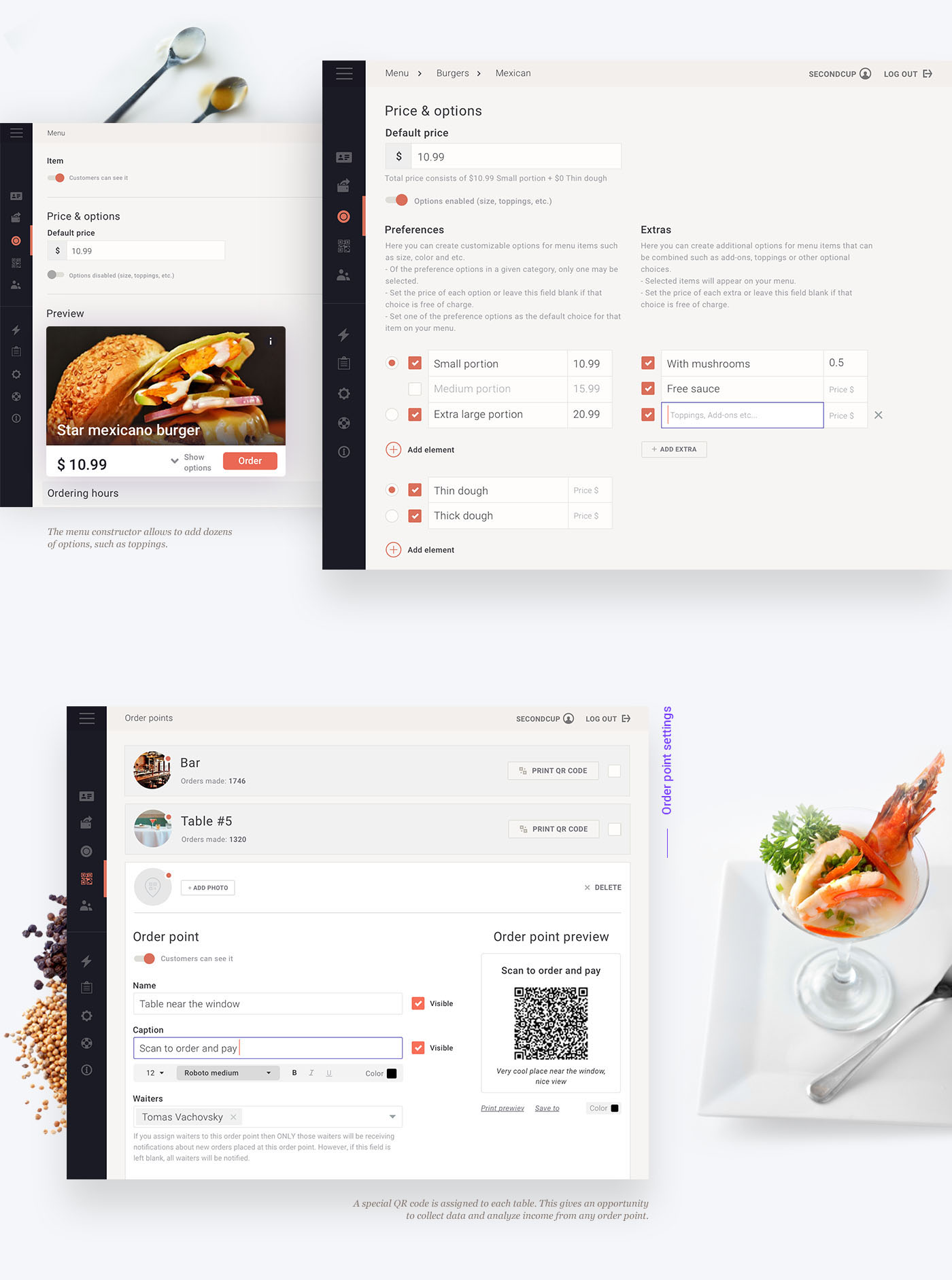 Food  restaurant ux UI purple interaction android ios CRM adobeawards