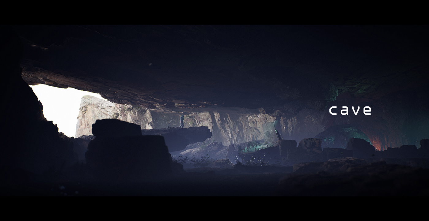 3D atmosphere cave CGI cinematic fog future sci-fi UE5 Unreal Engine