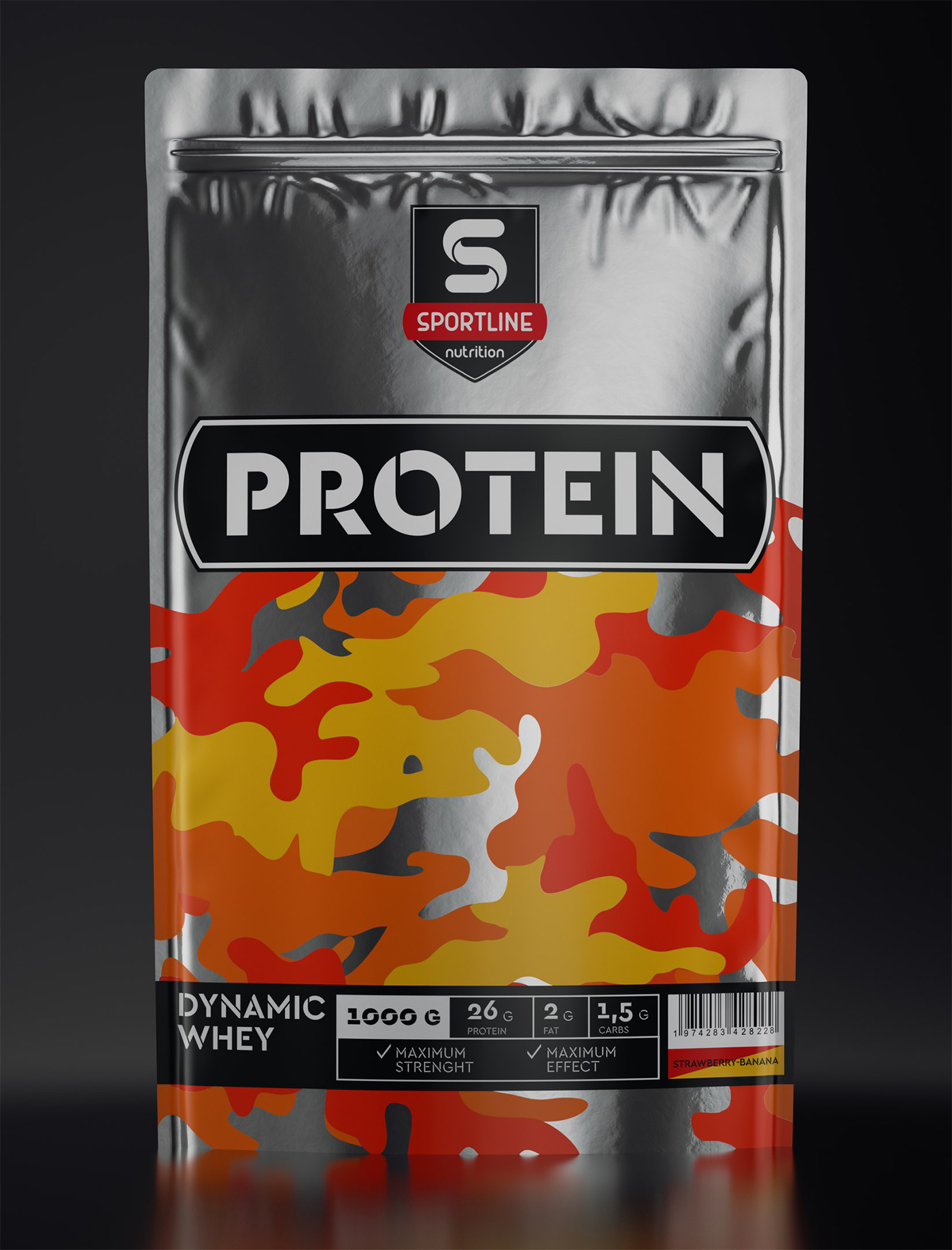 sport nutrition mirror brand camouflage metallic gym fitness Packaging branding 