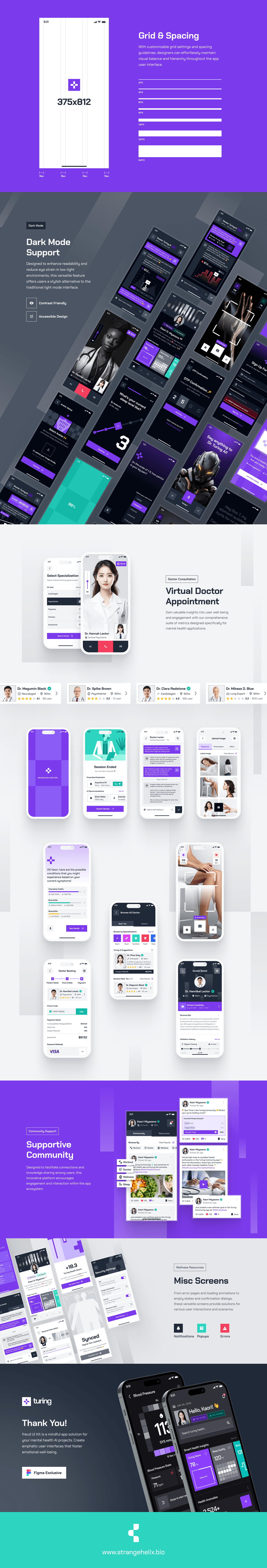 healthcare Health ui kit purple Mobile app healthcare app Digital twin artificial intelligence Wellness Figma