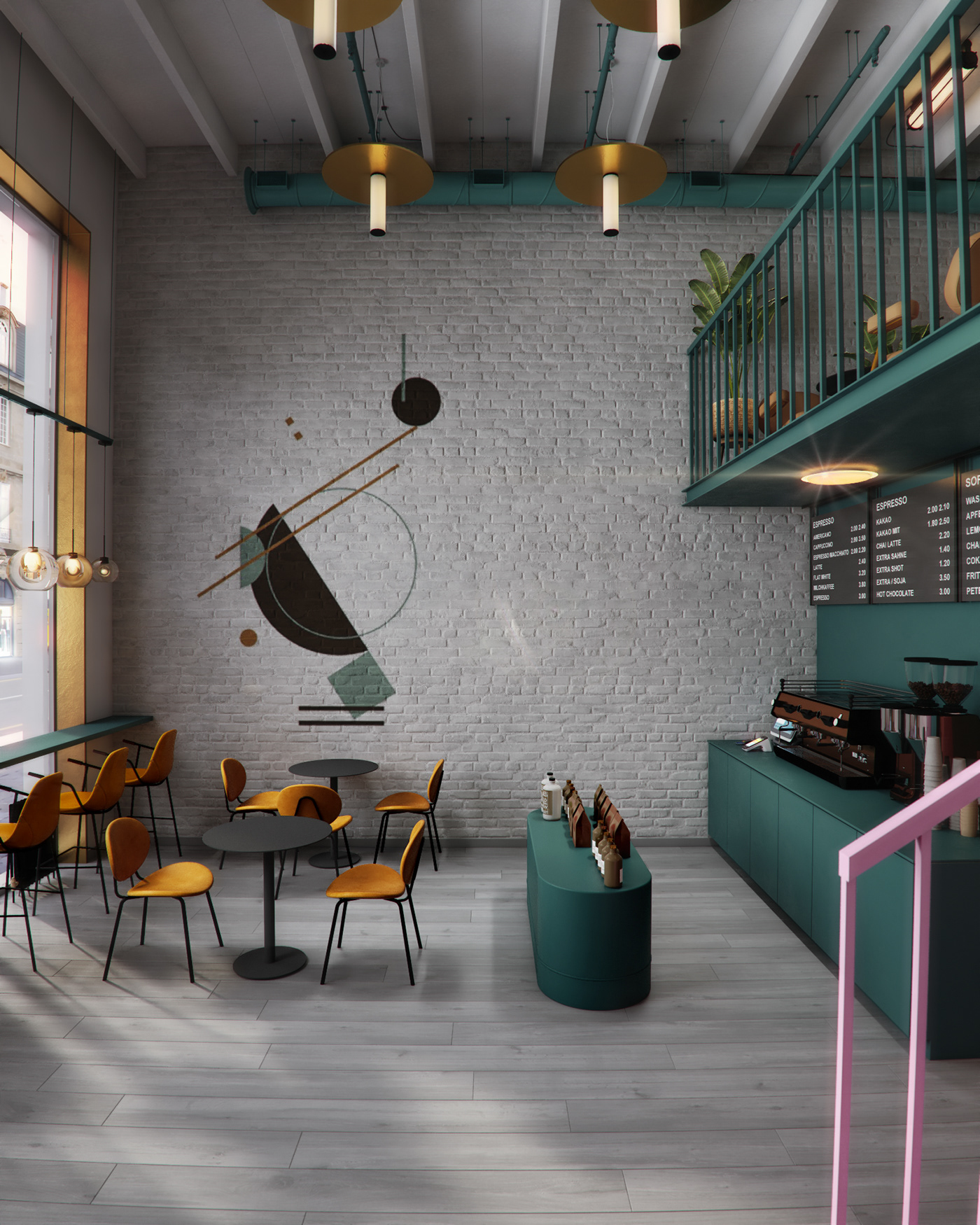 3D 3dsmax cafe Coffee coffeeshop coffeeshopdesign design interior design  vray