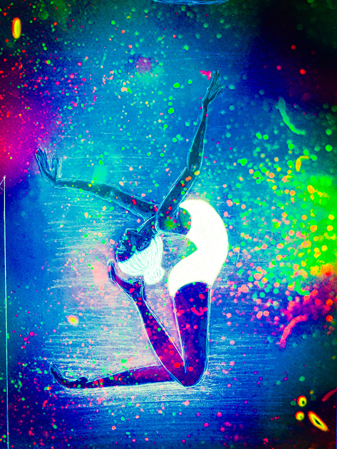 hand drawing color painting illustrations graphic design  Digital Art  ballet dancing starlight night
