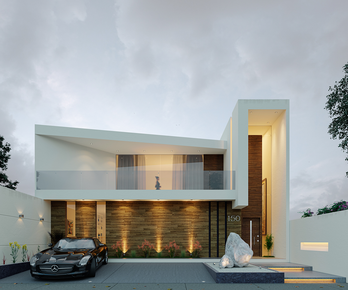 design house luxury house Landscape Render 3D model Villa Modern Design minimal interior design 