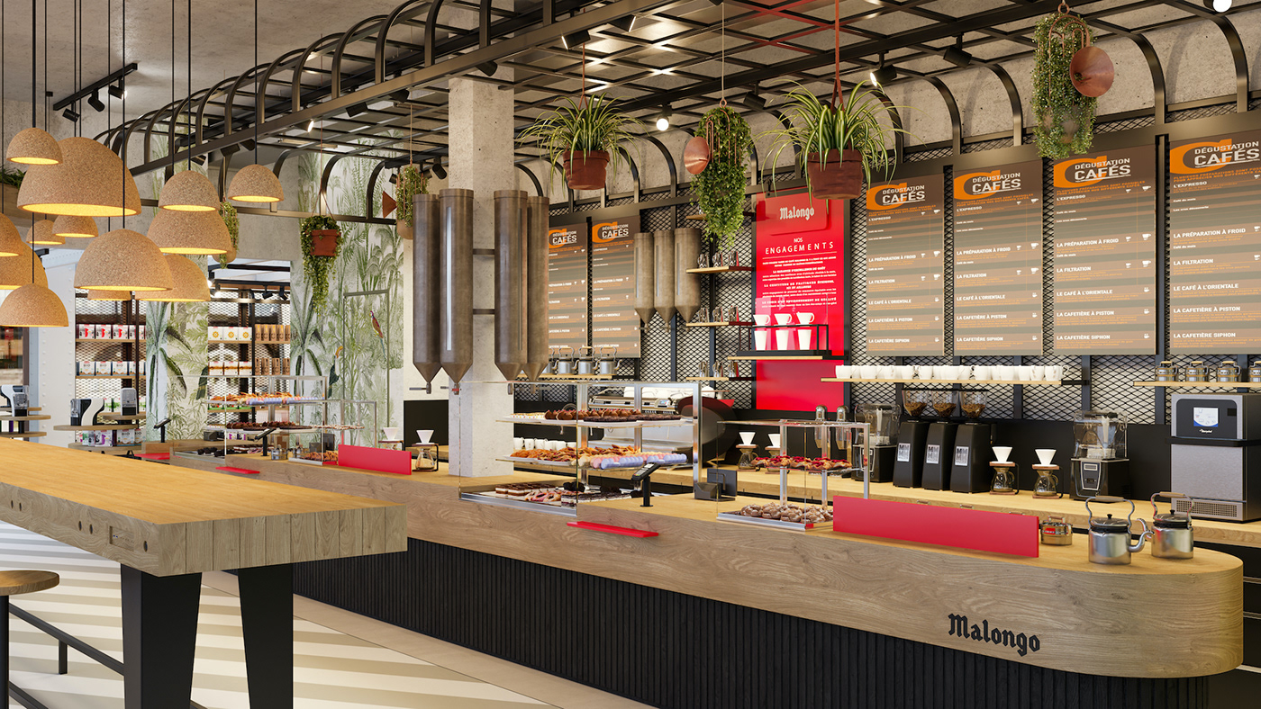 3D CGI Coffee coffee shop design exterior Hospitality interior design  restaurant visualization