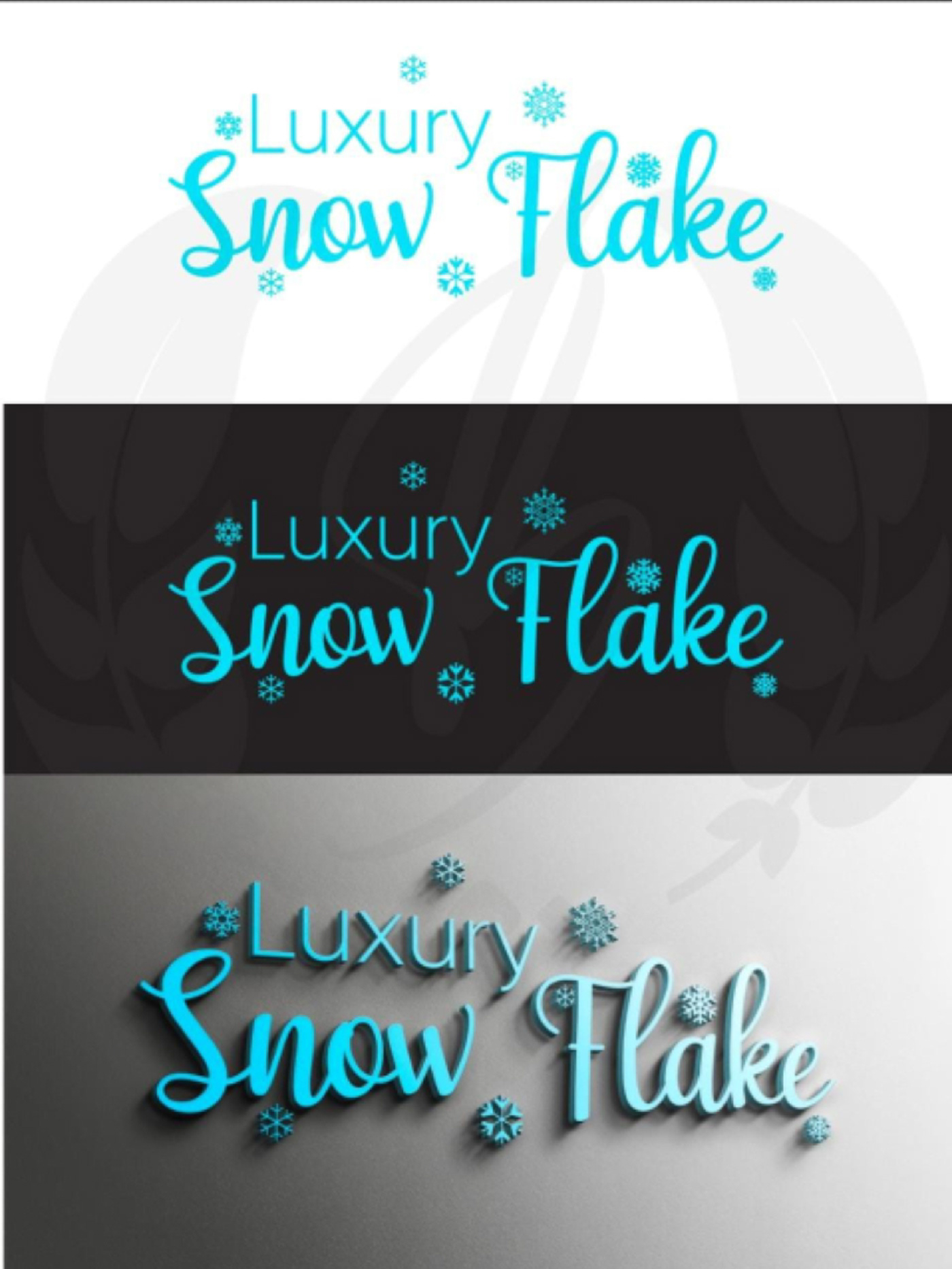 luxury snow snowflake winter blue White minimal Logo Design font Typeface
