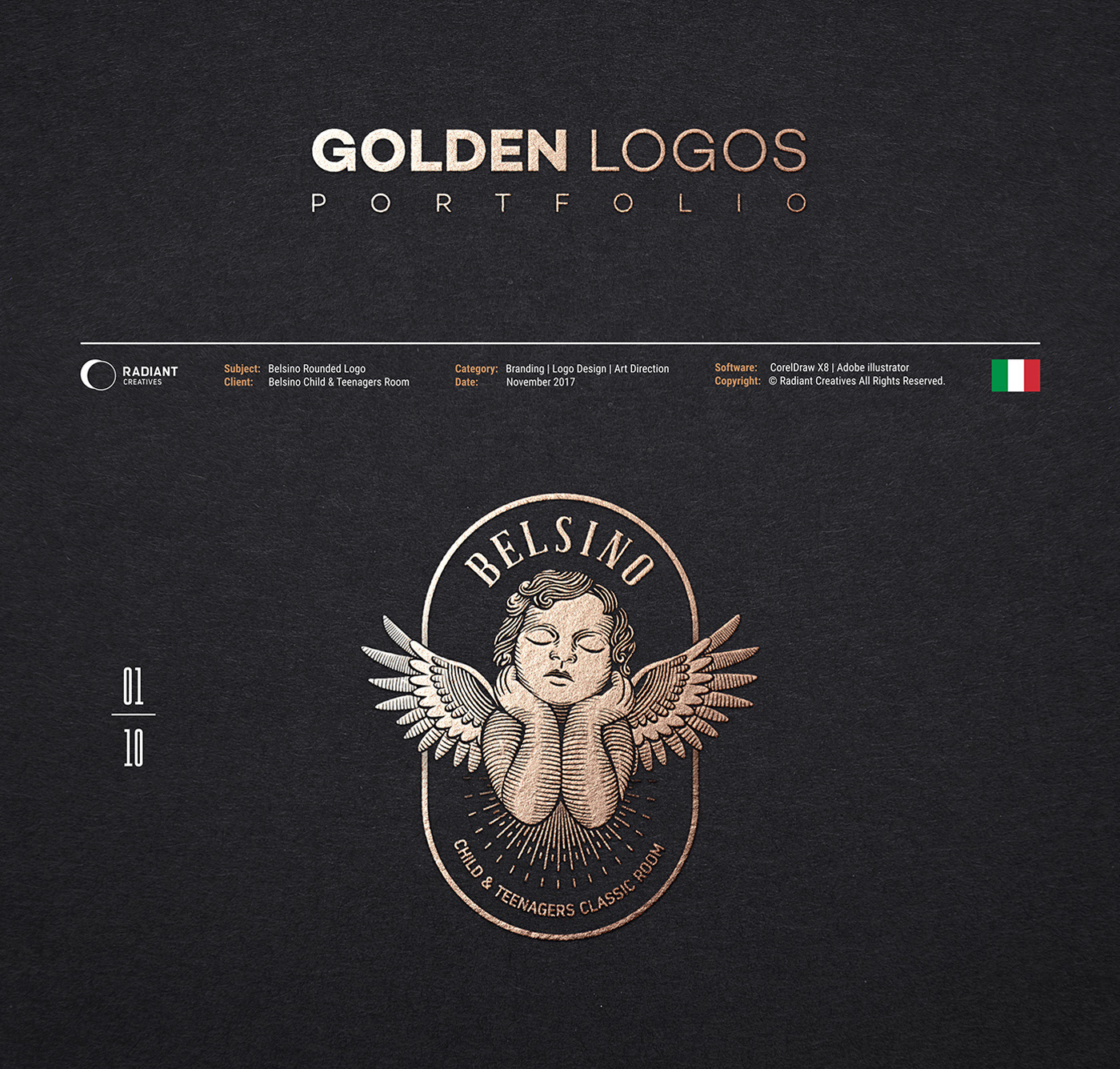 Golden Ratio Golden Logos luxury scratchboard trademark Calligraphy   brand identity text effect logo collection flat logo