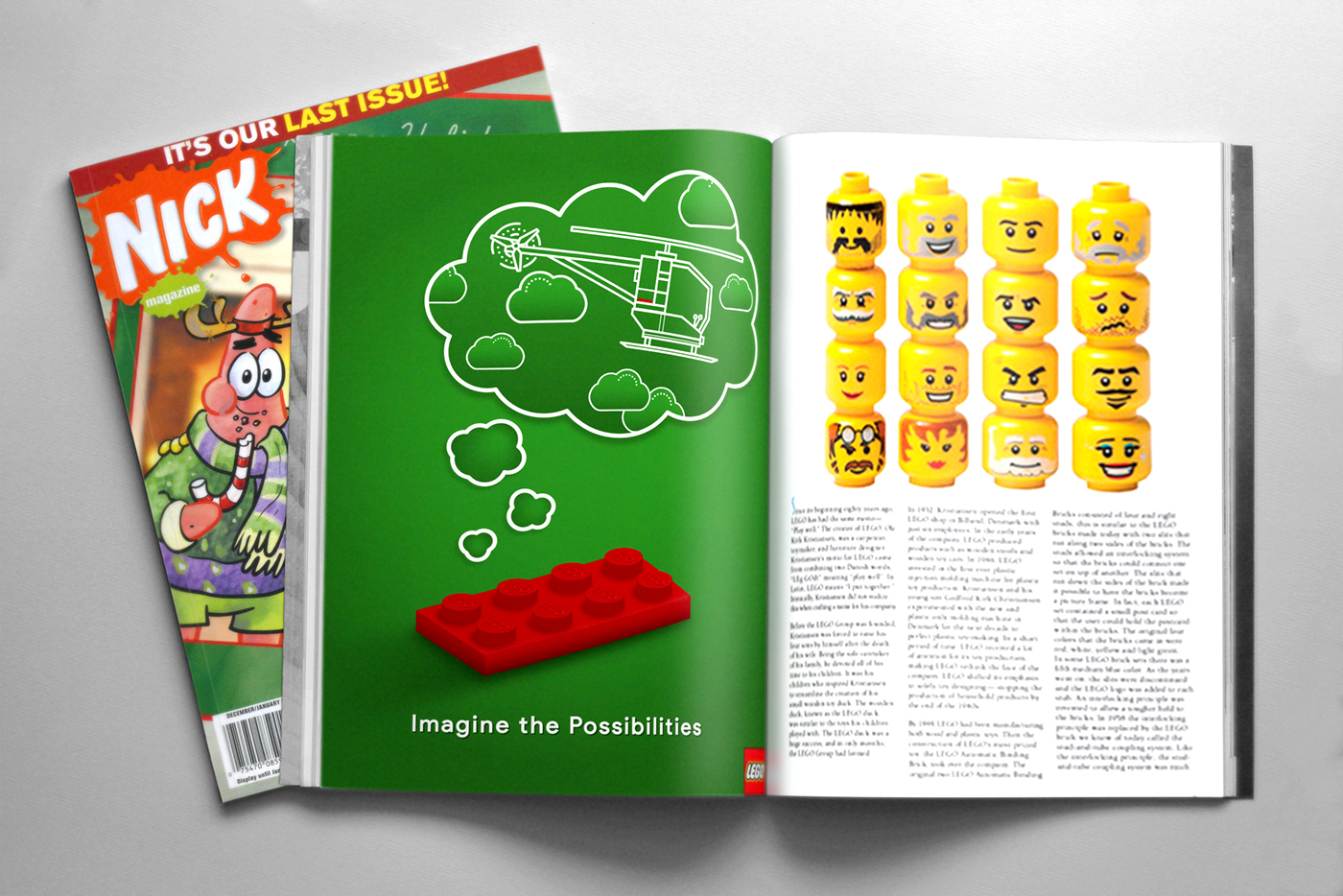 LEGO ad magazine spread kids Illustrator