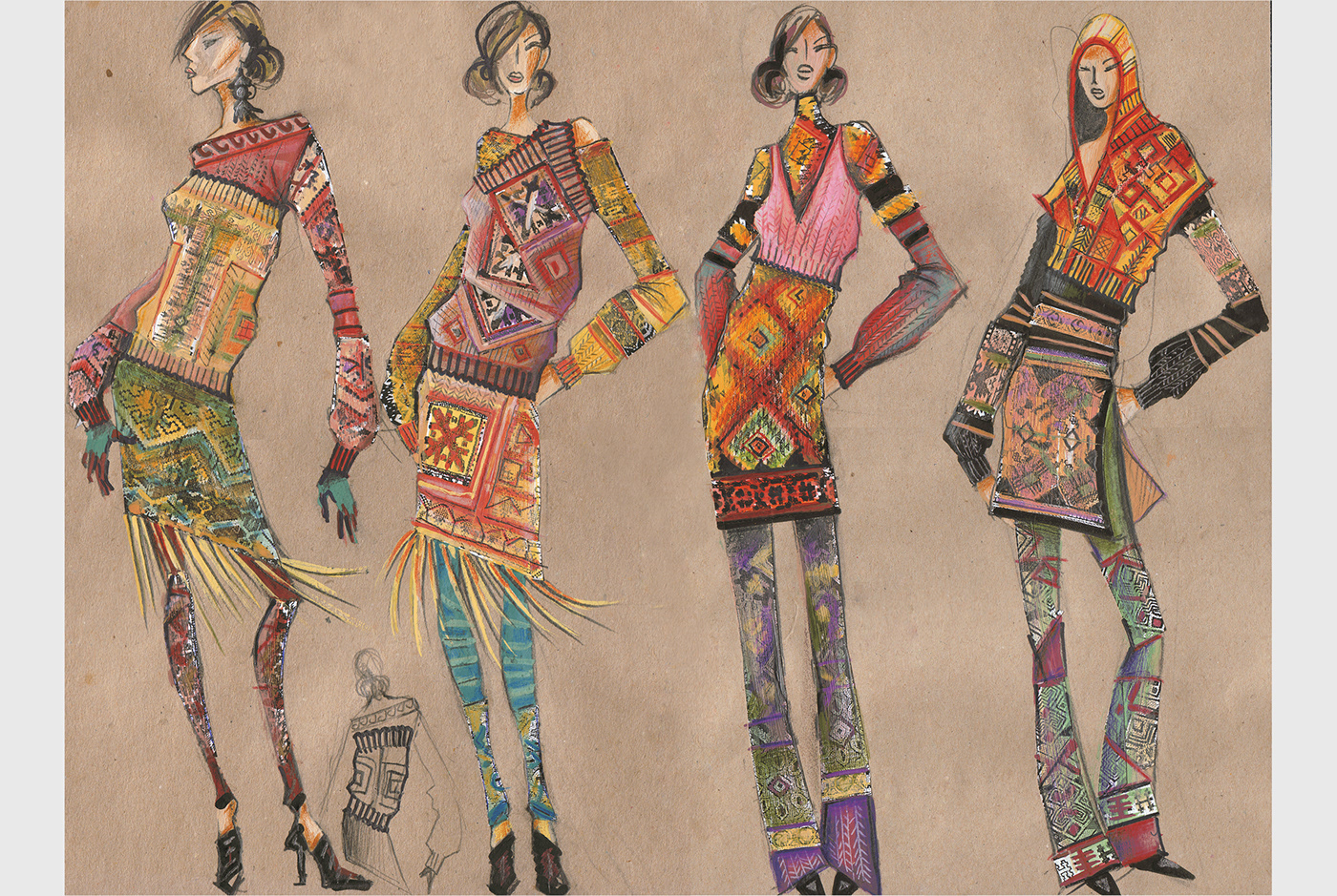 Drawing  fashion art fashion collection fashion design knitwear sketch textile textile design  weaving womenswear