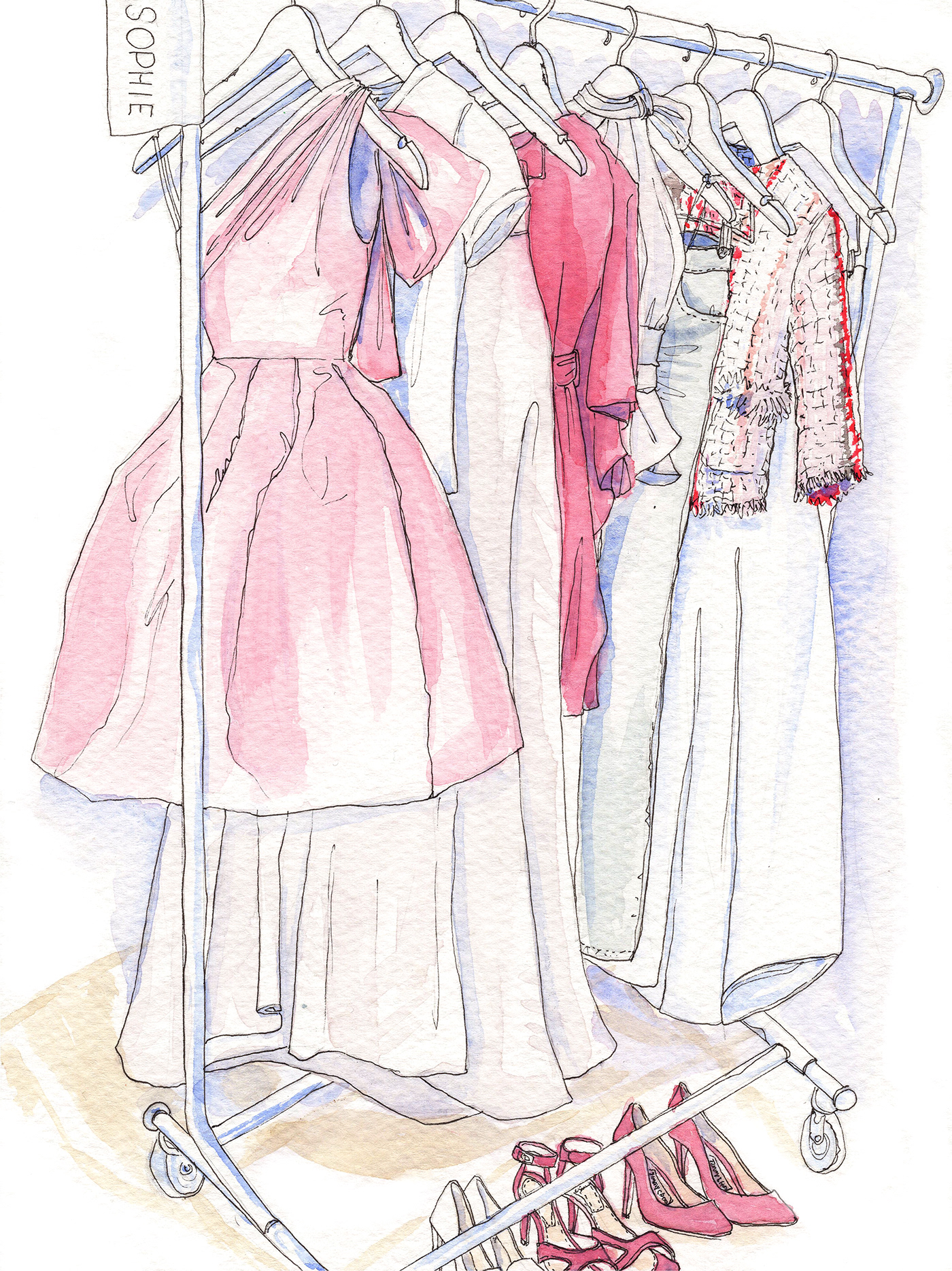 Frederick & Sophie watercolor fashion illustration instagram fashion blog Freelance
