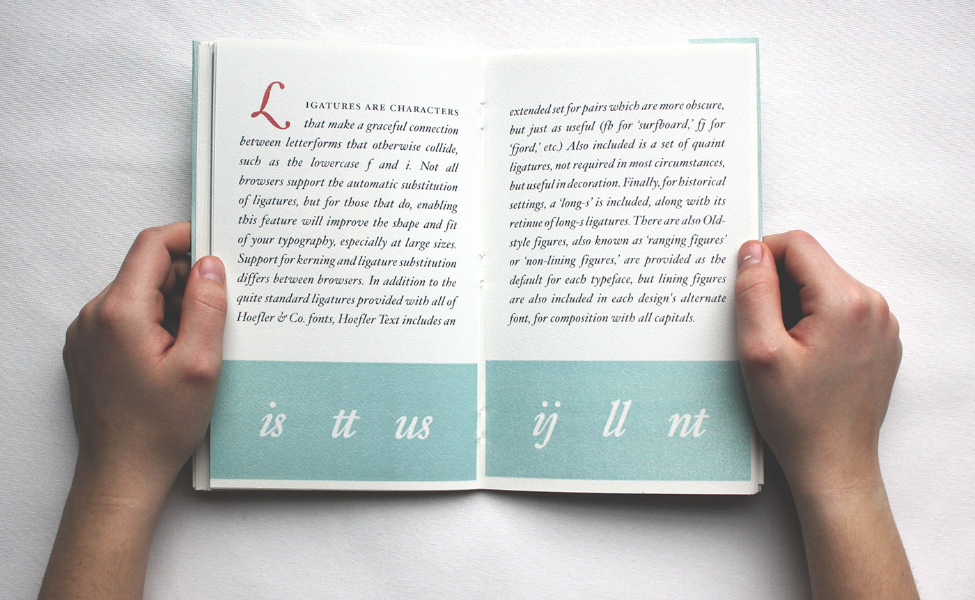 book design type design saddle stitch editorial Type Specimen hoefler text typography   graphic design 
