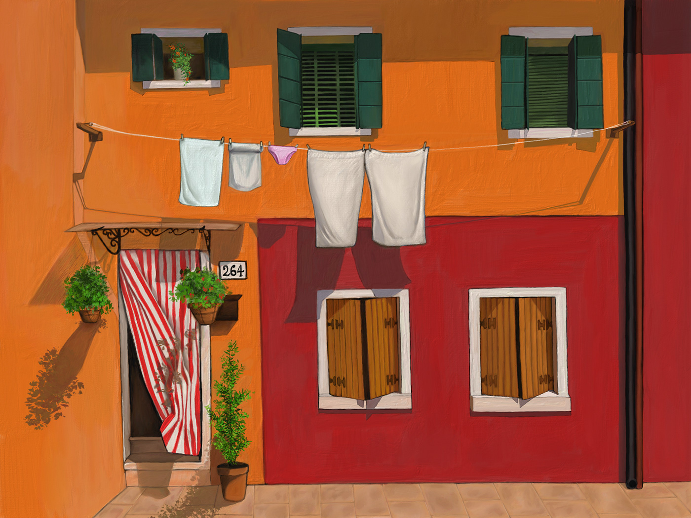 digital painting ILLUSTRATION  architecture Travel Italy color warm color summer Oil Painting