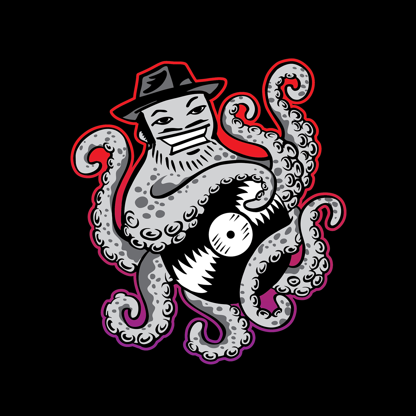 ILLUSTRATION  Character design  octopus vinyl dj pulpo record Album