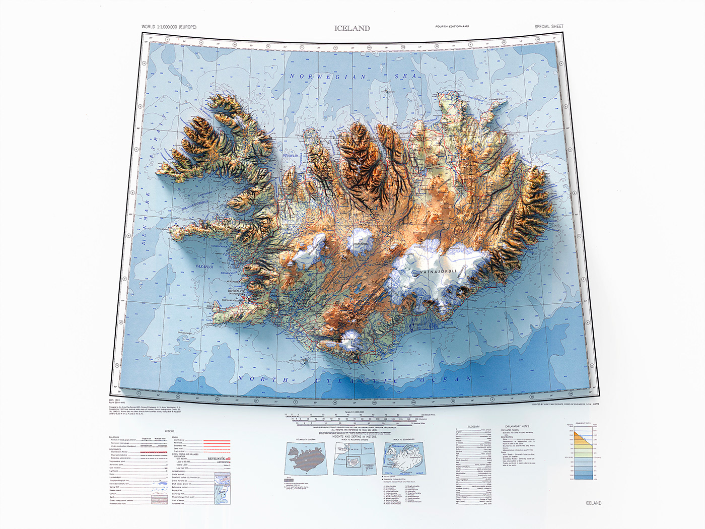 data visualization graphic design  topographic map iceland cartography information design North europe 3d map map shaded relief