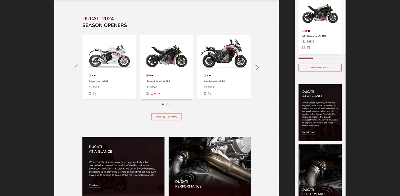 motorcycle Ducati ux/ui Web Design  Website e-commerce e-Commerce website
