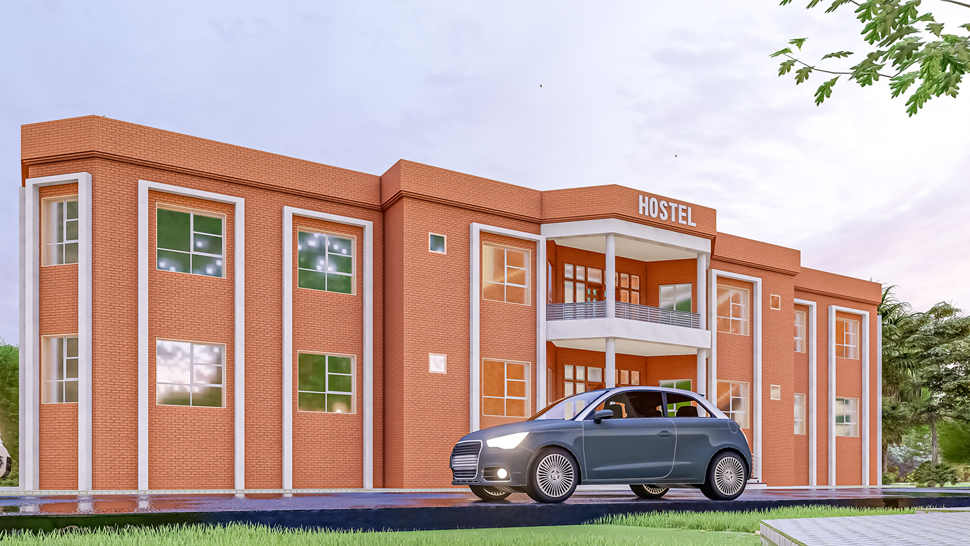 3D architecture cad exterior hostel lumion Render revit visualization
