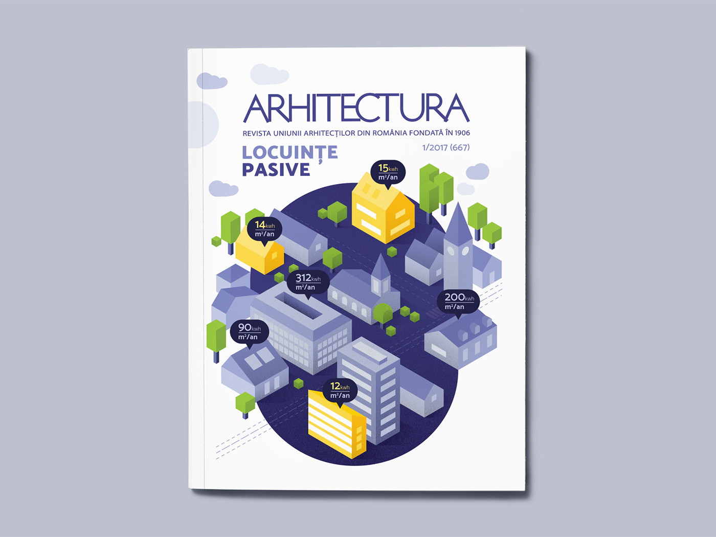 ILLUSTRATION  graphic design  cover design passive house arhitecture arhitectura magazine