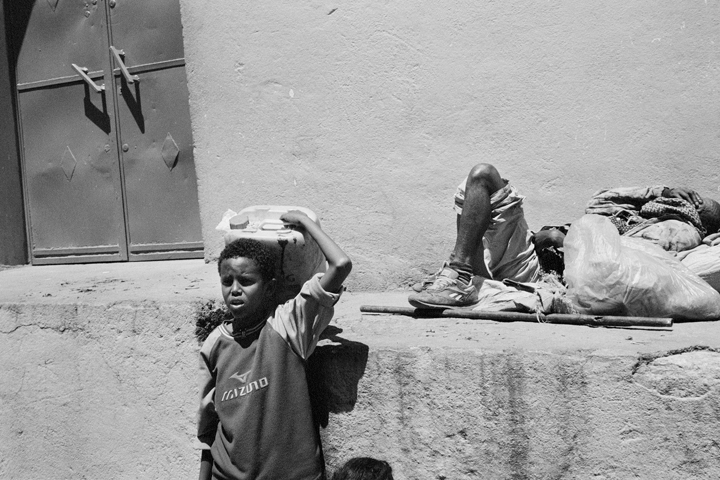 ethiopia africa black and white Street people street life hardship Addis Ababa monochrome 35mm photo habesha
