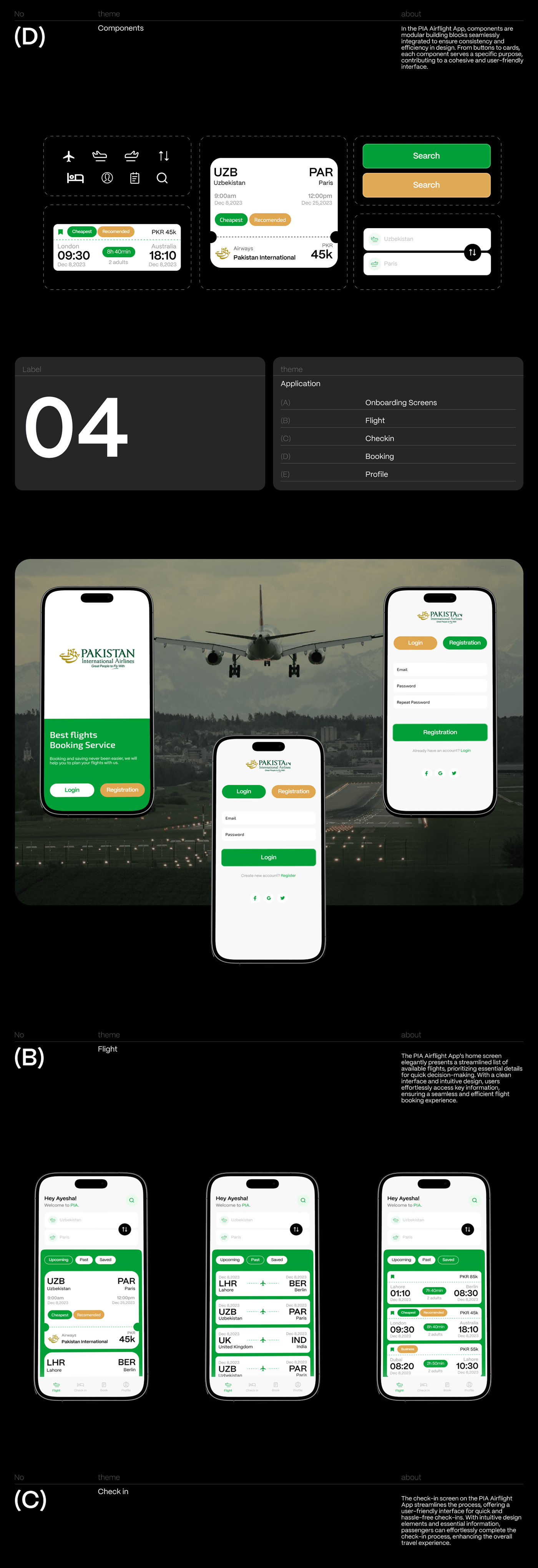 UI/UX Mobile app ui design user experience app user interface app design flight Pakistan Airlines PIA App