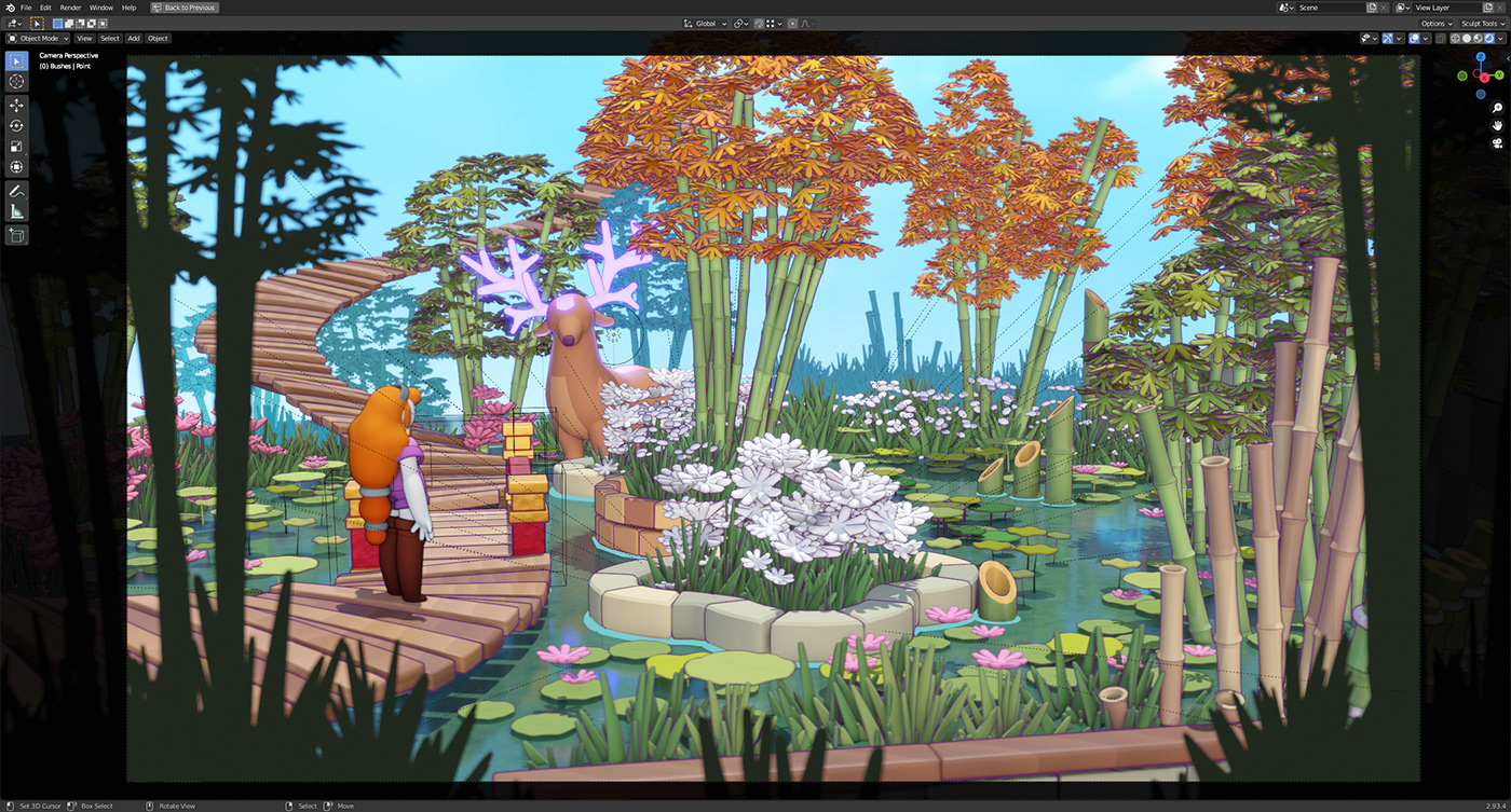 3D blender Character environment fantasy game Landscape Nature rpg