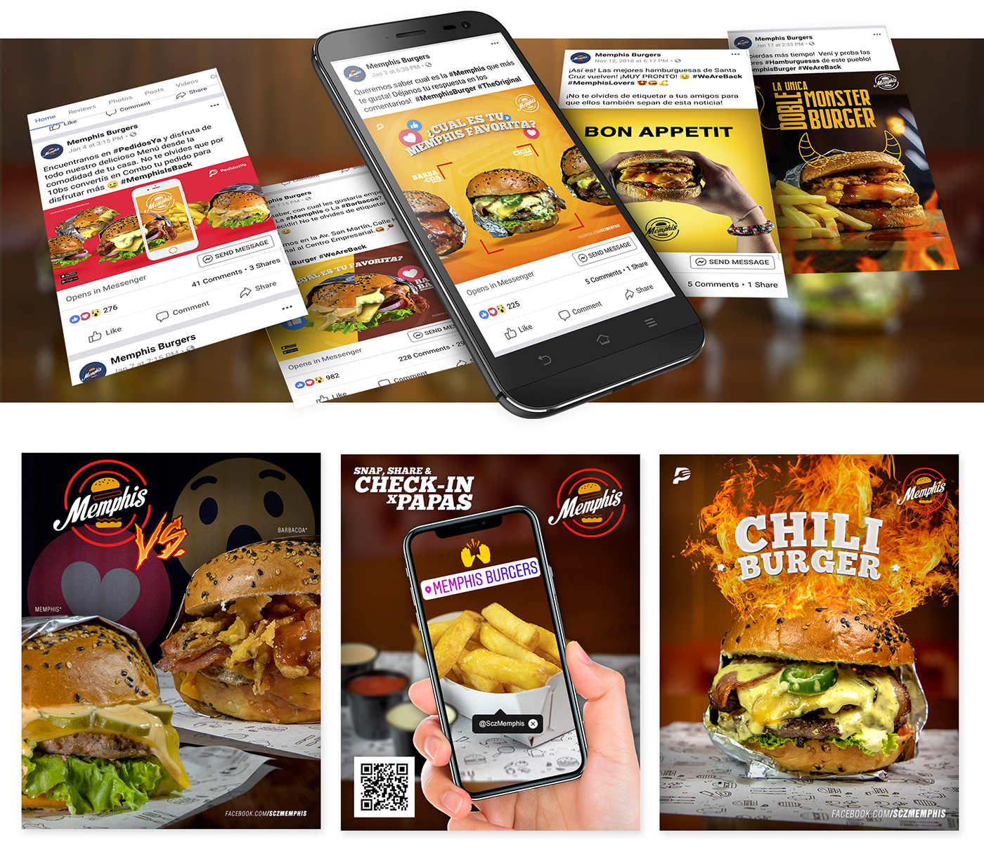 hamburger Hamburguesa redes sociales restaurant facebook graphic design  social network Food  bolivia