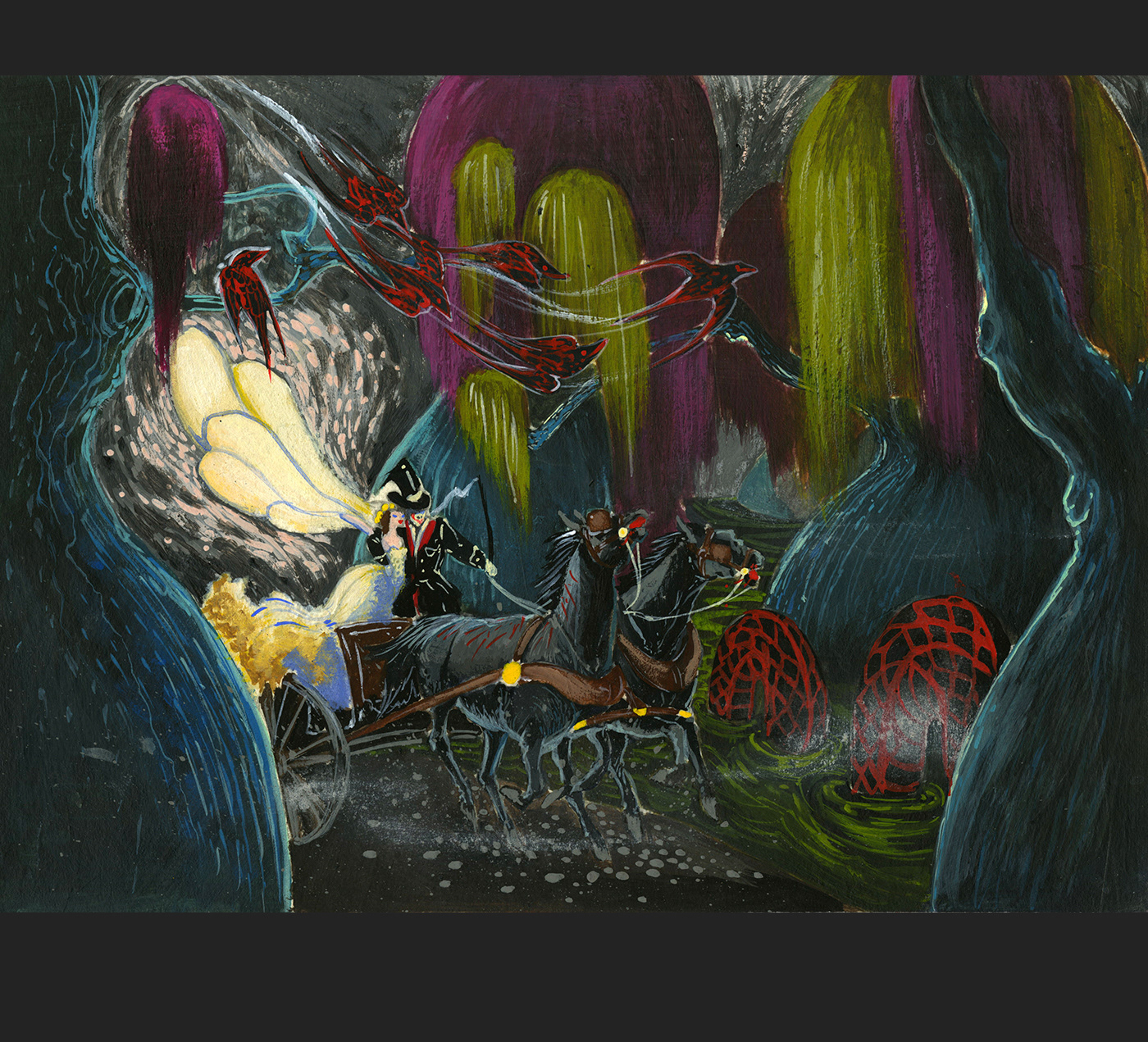 book design children book dark editorial fairy tale gouache ILLUSTRATION  monster painting   TRADITIONAL ART