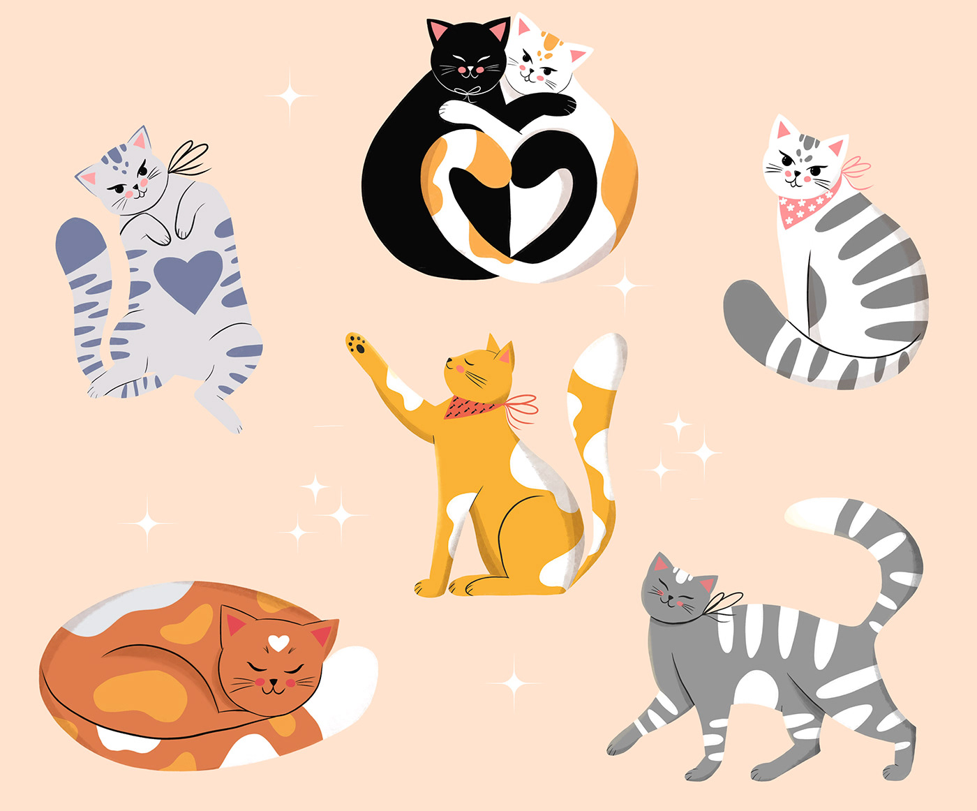 art cartoon cats illustration Character Character design  digital Digital Art  ILLUSTRATION  Procreate vector