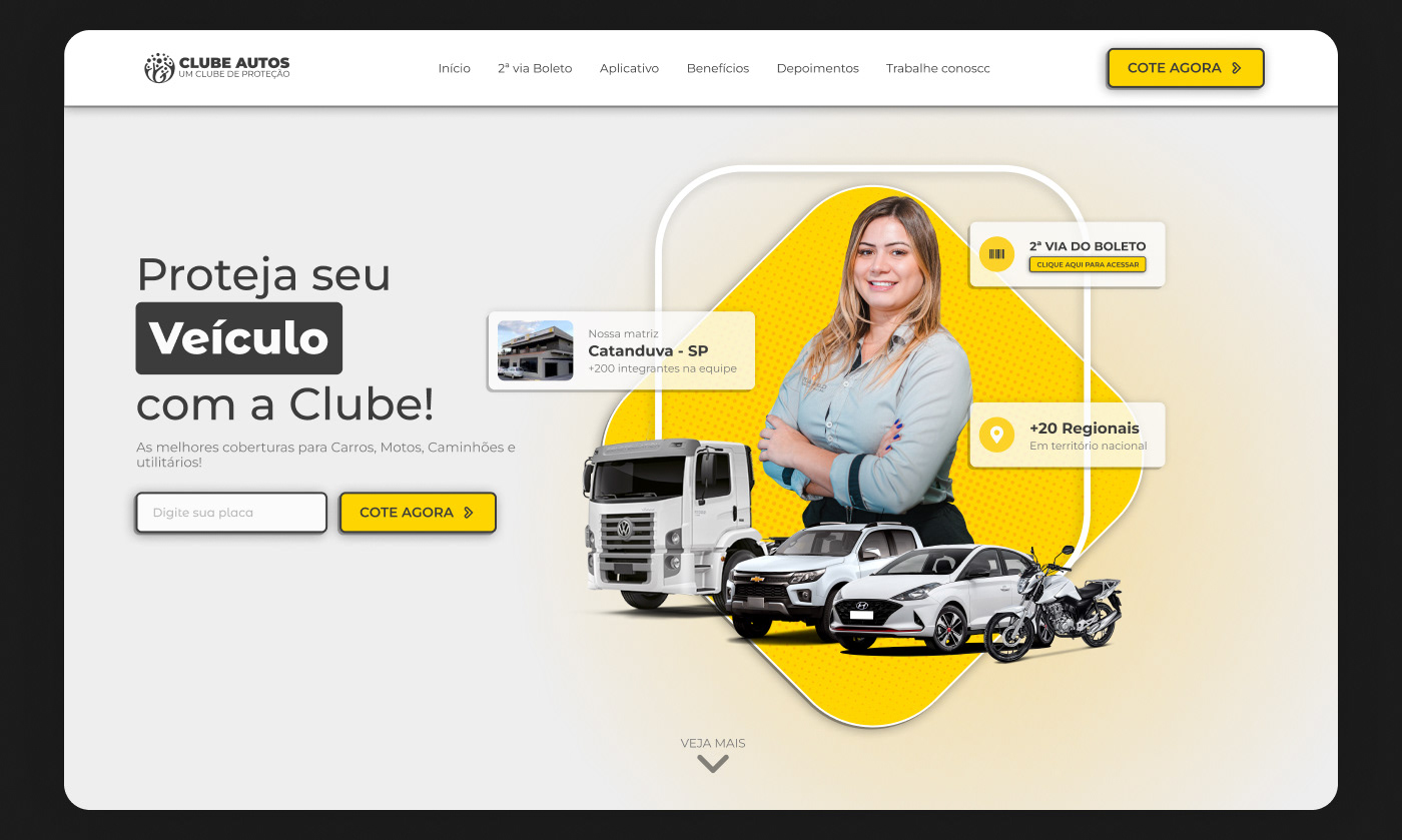 design UI/UX Website Proteção Veicular insurance car brand identity graphic design  Figma Web Design 