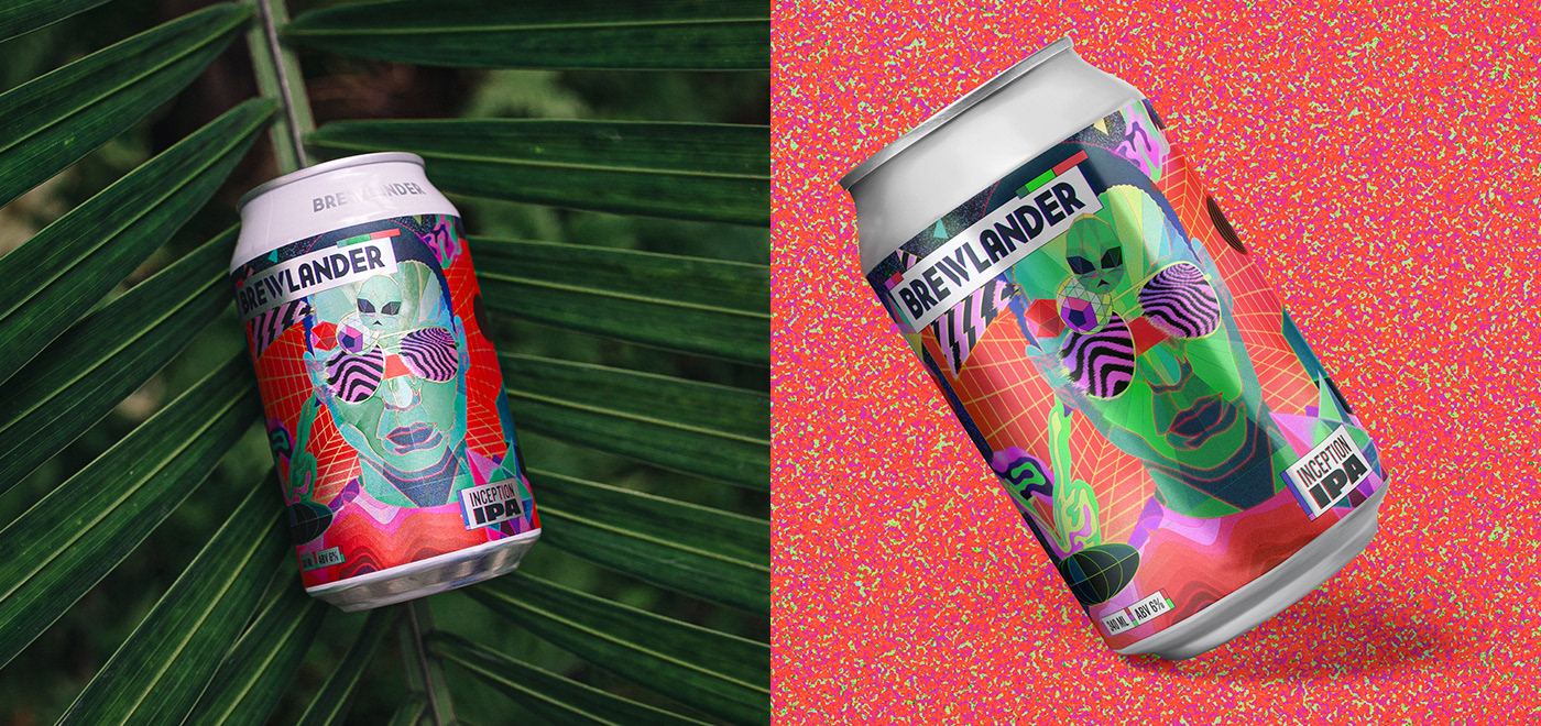 80s city pop colorful craft beer Digital Art  Modern Design package design  packaging illustration psychedelic Retro