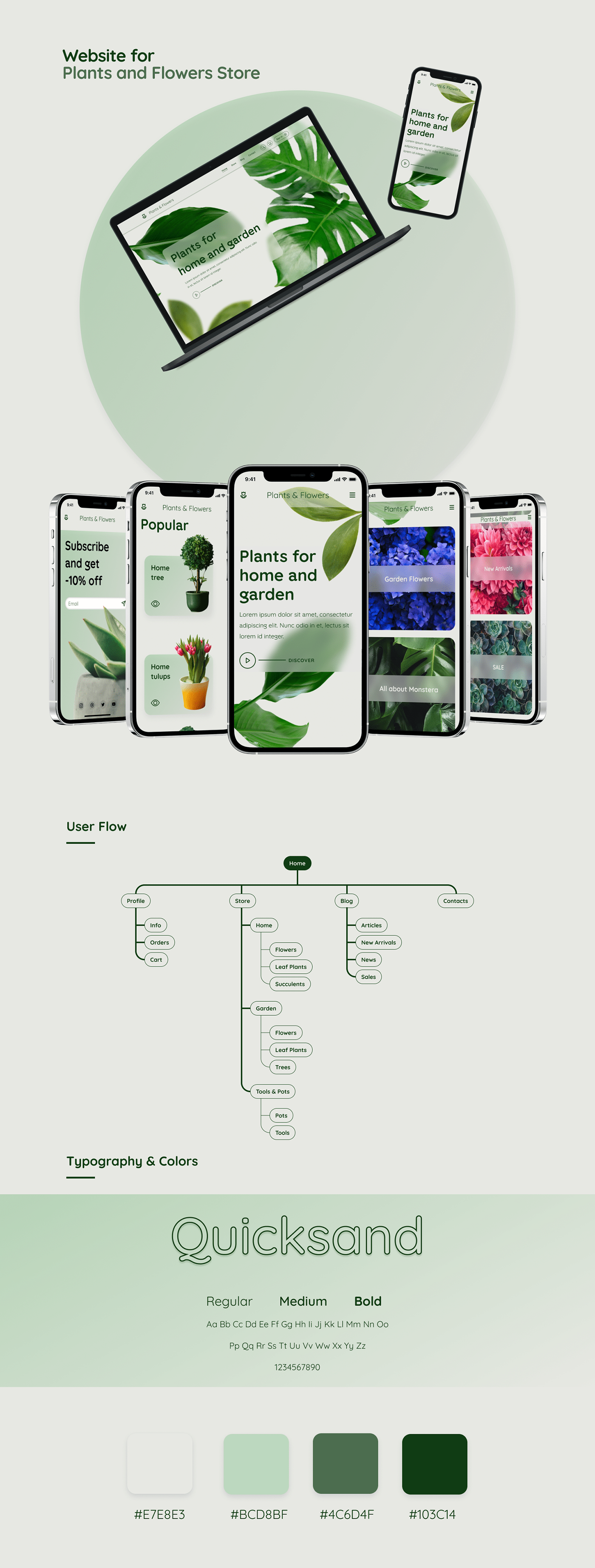 Ecommerce Figma Flowers landing page mobile plants Responsive UI/UX Design Web Design  Website