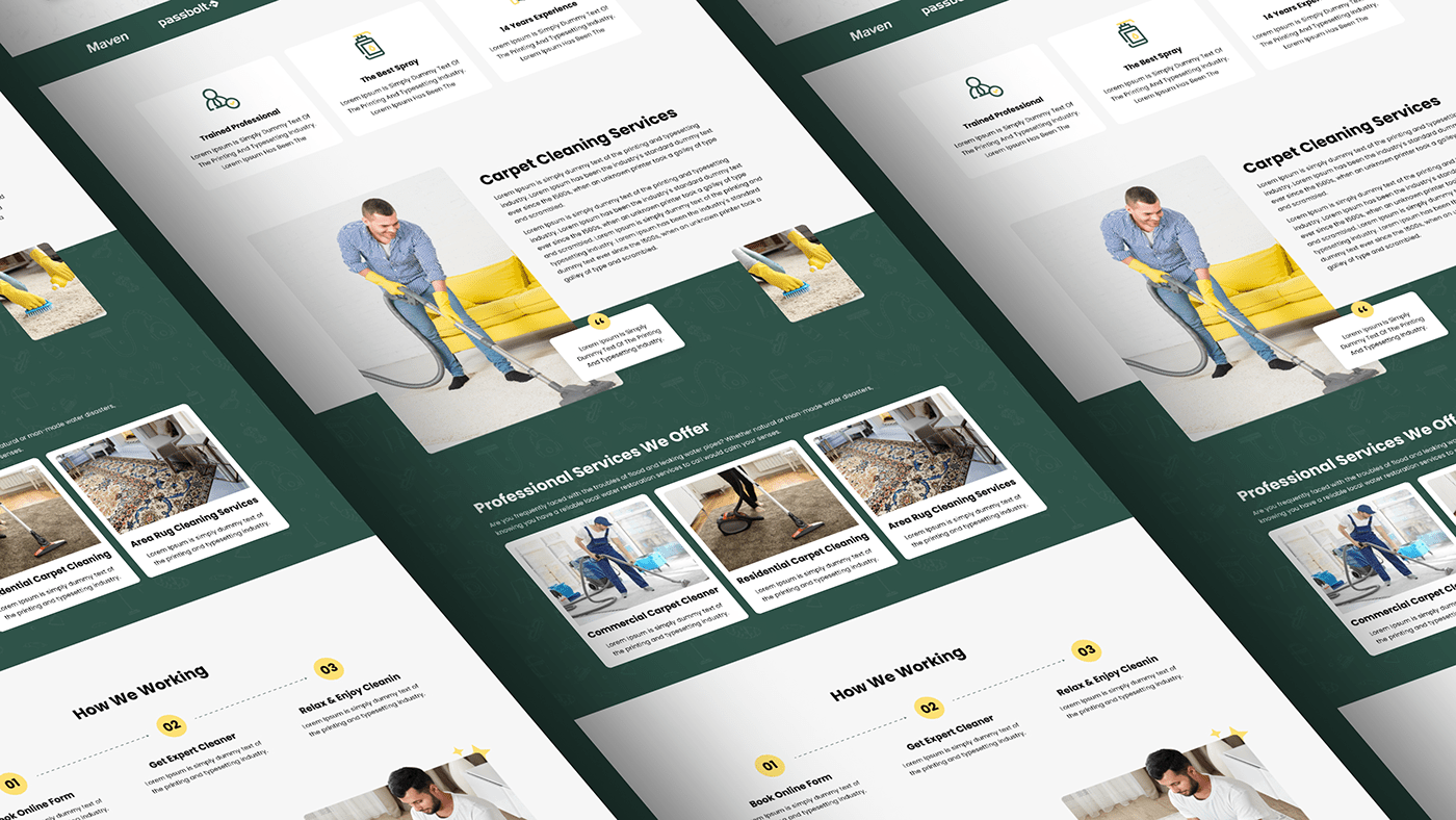 home cleaning house carpet cleaning ui design for small business