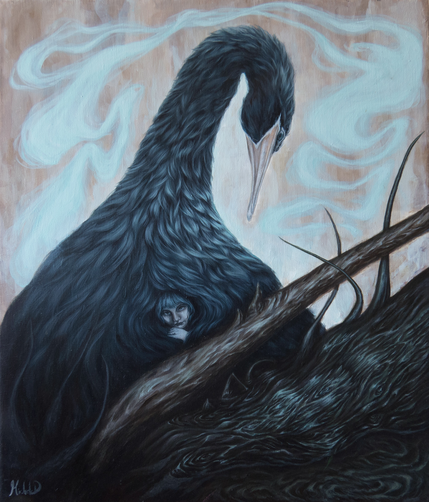 painting   animals swan portrait figurative macabre horror Nature